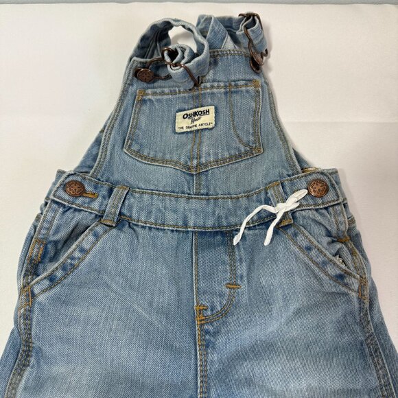 OshKosh B'Gosh Baby Girl Denim Bibs 18M Light Wash Cotton White Bow Adjustable - Picture 3 of 8